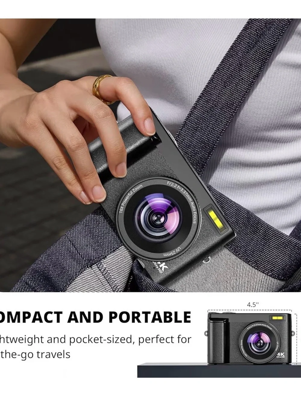 Compact 4K Digital Camera - Black